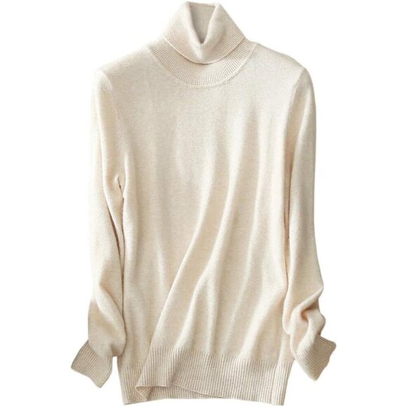 Tops - Women's Knit Turtleneck Sweater X-Large Soft Breathable Polyester Viscose